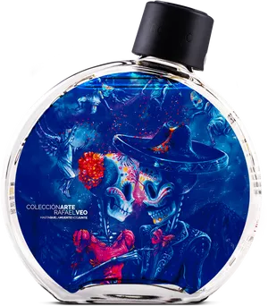 Dayofthe Dead Themed Perfume Bottle PNG image