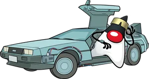 De Lorean Time Machine Cartoon PNG image