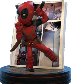 Deadpool Figure Emerging From Comic Book PNG