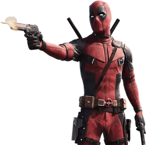 Deadpool_ Firing_ Pistol PNG