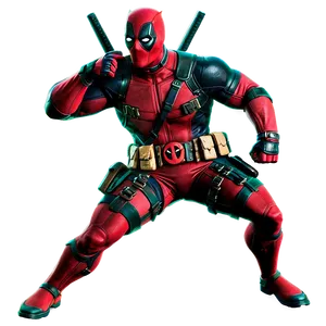 Deadpool In Battle Stance PNG Wlf