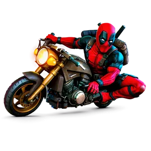 Deadpool On Motorcycle PNG 05212024