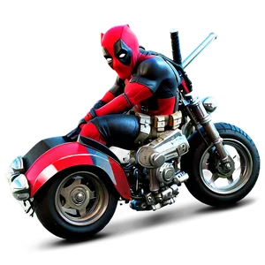 Deadpool On Motorcycle PNG 36