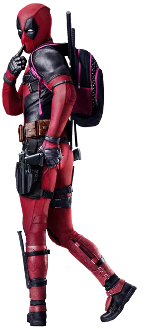 Deadpool Pose Fingeron Lips PNG