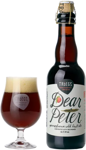 Dear Peter Fruit Ale Bottleand Glass PNG