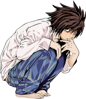 Death Note Character Crouching PNG image