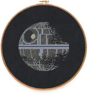 Death Star Cross Stitch Art PNG image