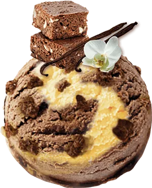 Decadent Brownie Ice Cream Dessert PNG image