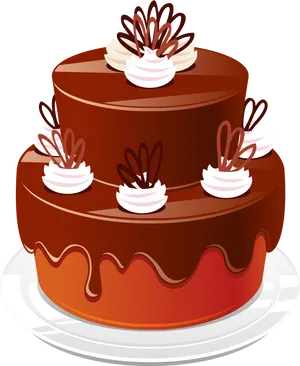 Decadent Chocolate Cake Illustration PNG image