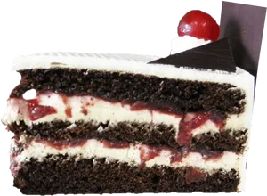 Decadent_ Chocolate_ Cake_ Slice_with_ Cherry PNG image