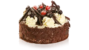 Decadent Chocolate Cakewith Berriesand Shavings PNG image