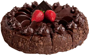 Decadent Chocolate Cakewith Strawberries PNG image