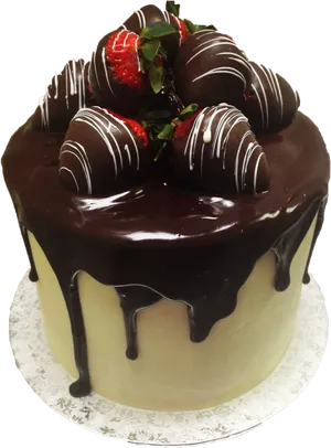 Decadent Chocolate Covered Strawberry Cake PNG image
