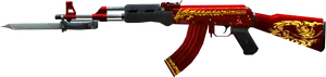Decorated A K47with Bayonet PNG image