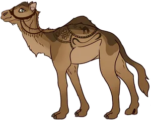 Decorated Camel Cartoon Illustration PNG image