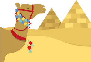 Decorated Camel Pyramids Backdrop