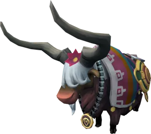 Decorated Cartoon Yak3 D Model PNG image