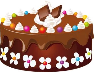 Decorated Chocolate Cake Clipart PNG image