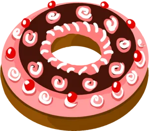 Decorated Chocolate Donut Illustration PNG image
