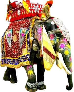 Decorated Festival Elephantwith Rider PNG image