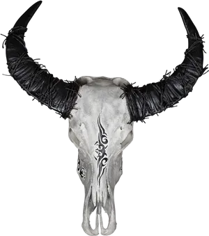 Decorated Goat Skullwith Horns PNG image