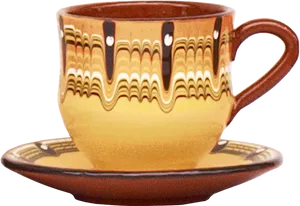 Decorative Brownand Yellow Tea Cup PNG image