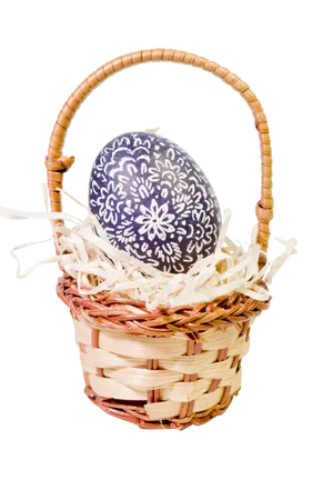 Decorative Easter Eggin Wicker Basket PNG image