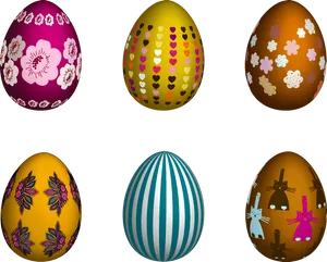 Decorative Easter Eggs Collection PNG image