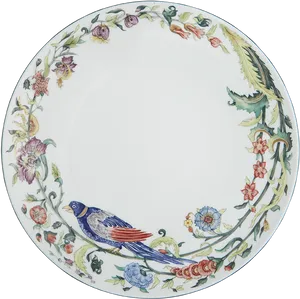Decorative Floral Bird Plate PNG