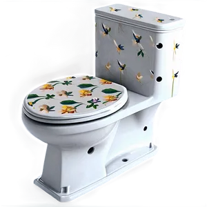 Decorative Floral Pattern Toilet Png 05042024 PNG image