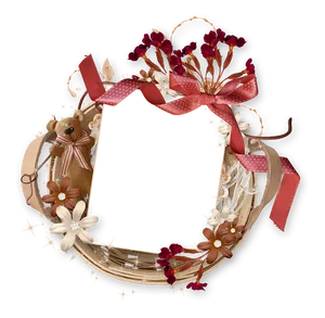 Decorative Floral Wreath Framewith Teddy Bear