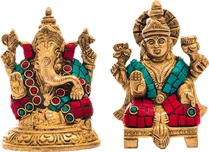 Decorative Ganeshand Lakshmi Statues PNG image