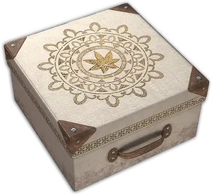 Decorative Keepsake Boxwith Mandala Design PNG image