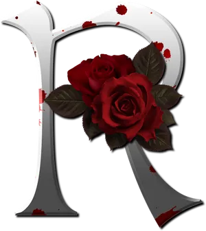 Decorative Letter Rwith Roses PNG image