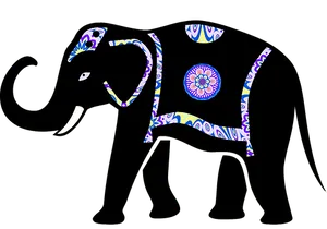 Decorative Patterned Elephant Illustration