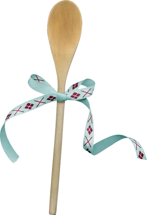 Decorative Wooden Spoonwith Ribbon PNG