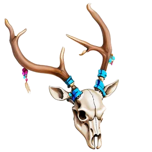 Deer Skull With Headdress PNG 06132024