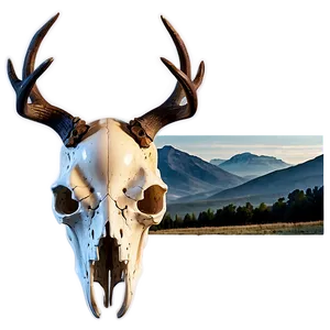 Deer Skull With Mountain Landscape PNG 06132024