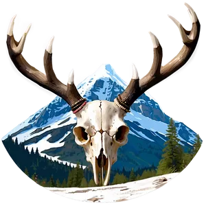Deer Skull With Mountain Landscape PNG Nce24 PNG
