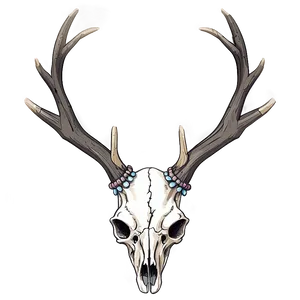 Deer Skull With Nature Elements PNG 54