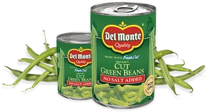 Del Monte Cut Green Beans No Salt Added Cans PNG image
