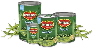 Del Monte Fresh Cut Green Beans Cans PNG image