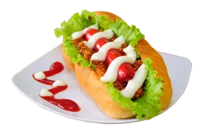 Delicious Hotdogwith Condiments PNG image