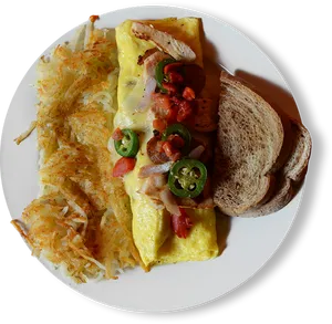 Delicious Omelette With Sides PNG image