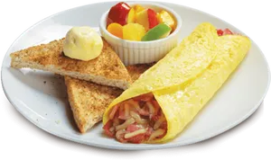 Delicious Omelette With Sides PNG image