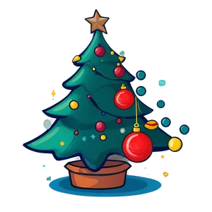 Delightful Cartoon Christmas Tree PNG 06132024