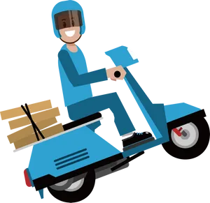 Delivery Scooter Rider Cartoon PNG image