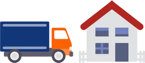 Delivery Truck Outside House