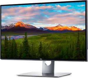 Dell Monitor Mountain Sunset Display PNG image
