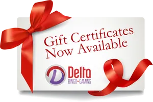 Delta Bingo Gaming Gift Certificate Available PNG image